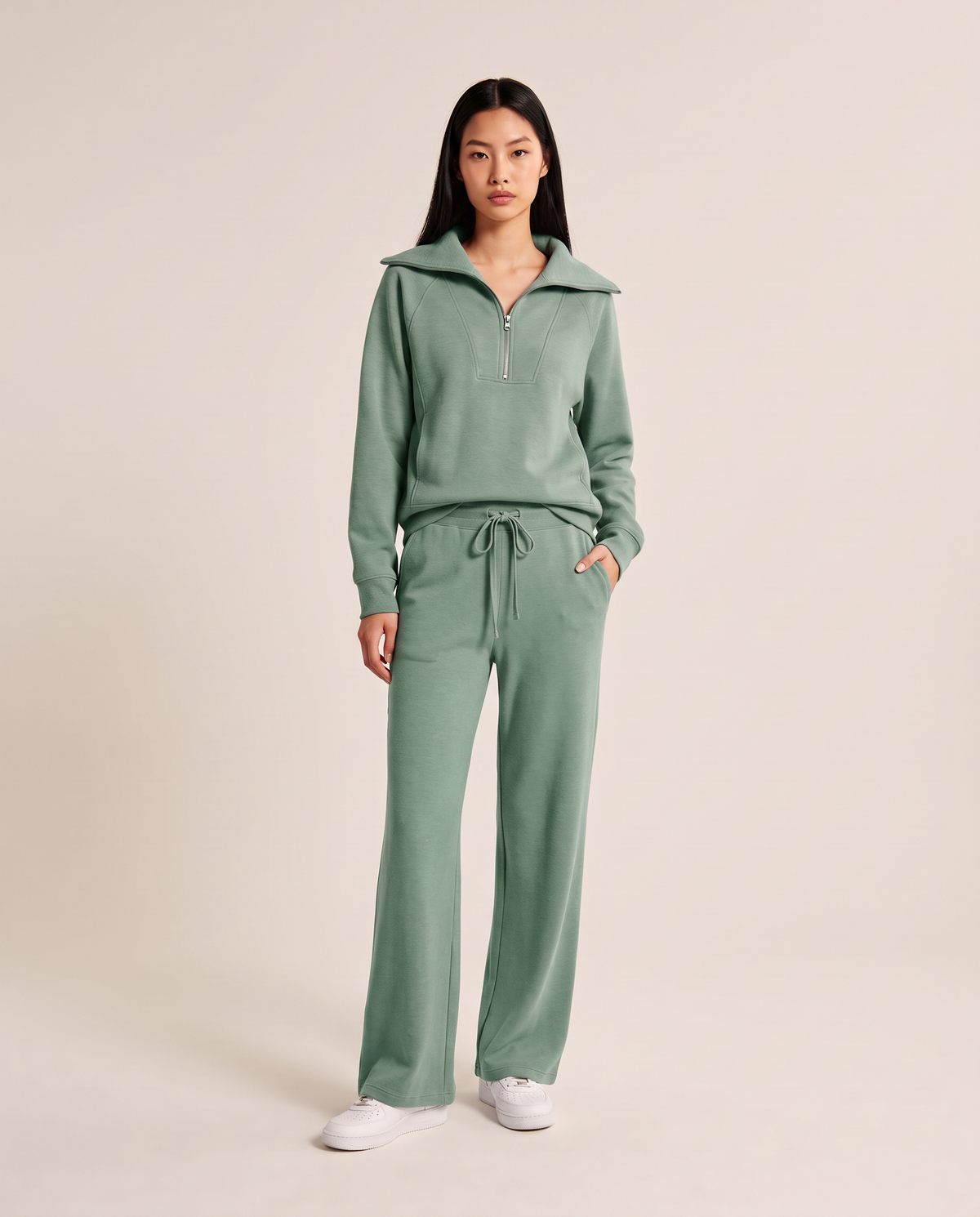 ONORA half-zip lounge set - green