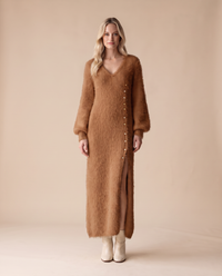 ONORA fluffy maxi lounge dress - brown