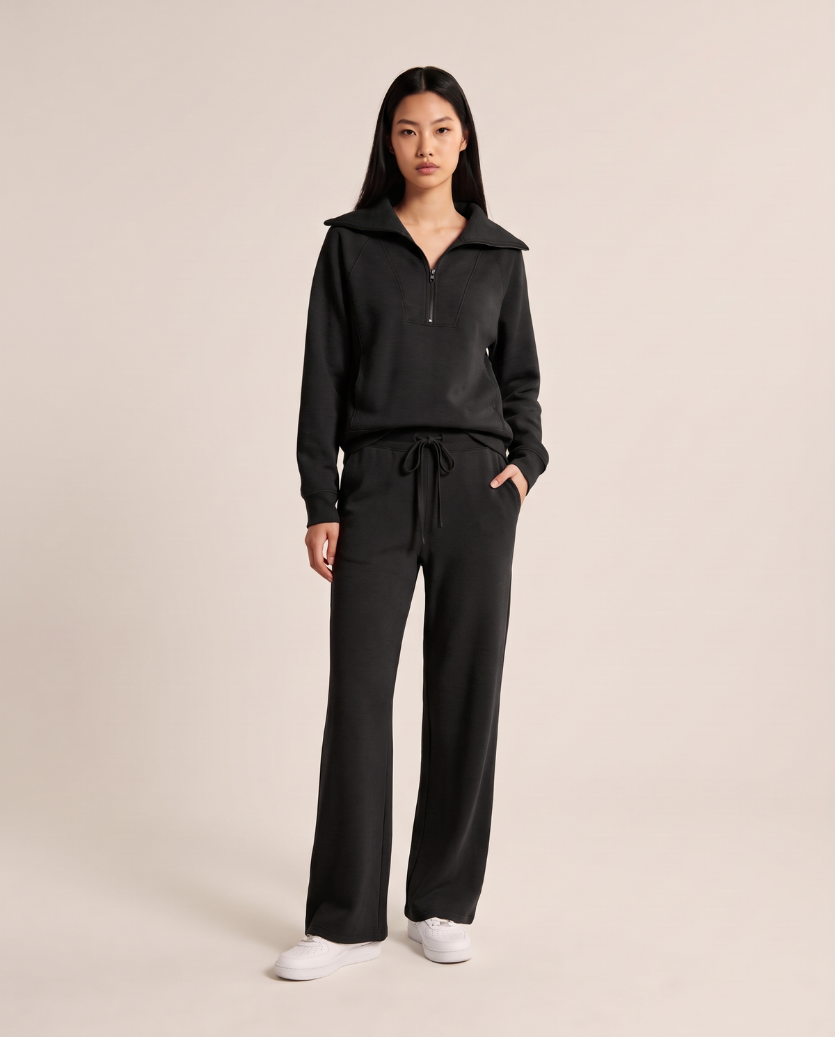 ONORA half-zip lounge set - black