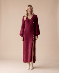 ONORA fluffy maxi lounge dress - burgundy