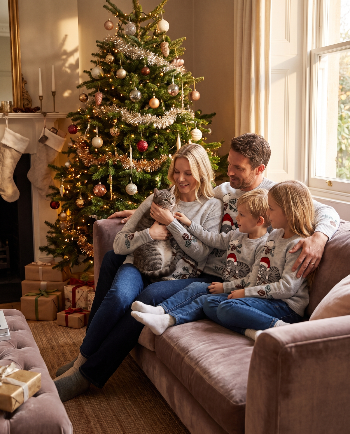 ONORA Christmas cat sweater - Christmas family matching