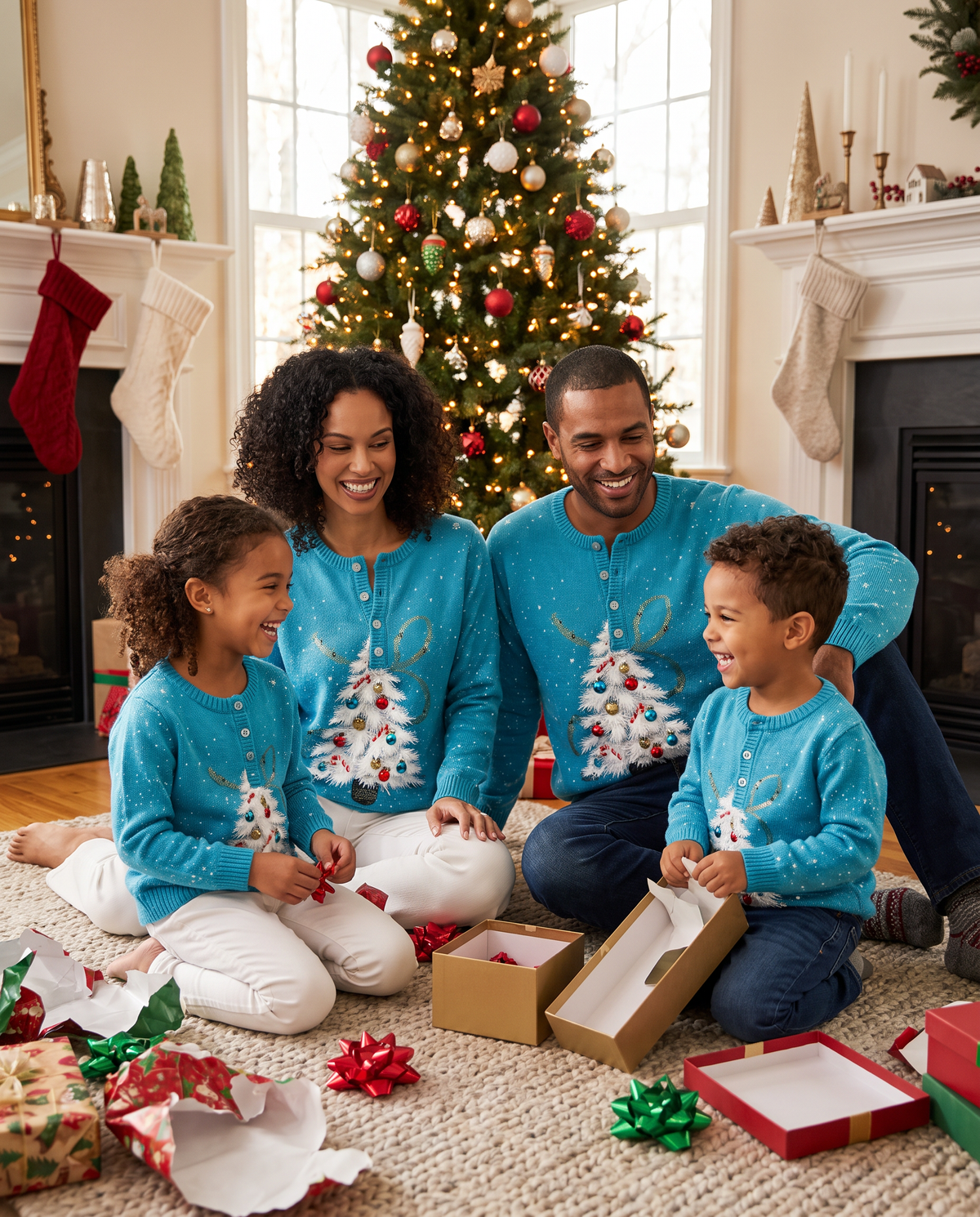 ONORA Christmas tree henley sweater - Christmas family matching