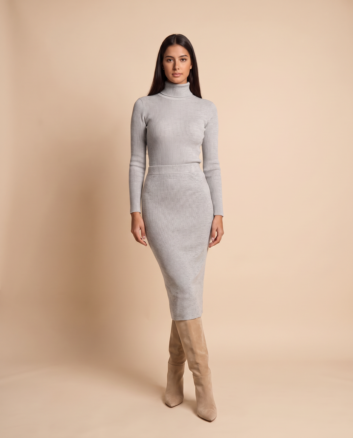 ONORA sweater and midi skirt set - gray