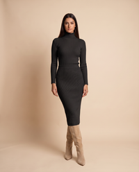 ONORA sweater and midi skirt set - black