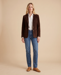 ONORA vintage faux suede blazer - Dark Brown