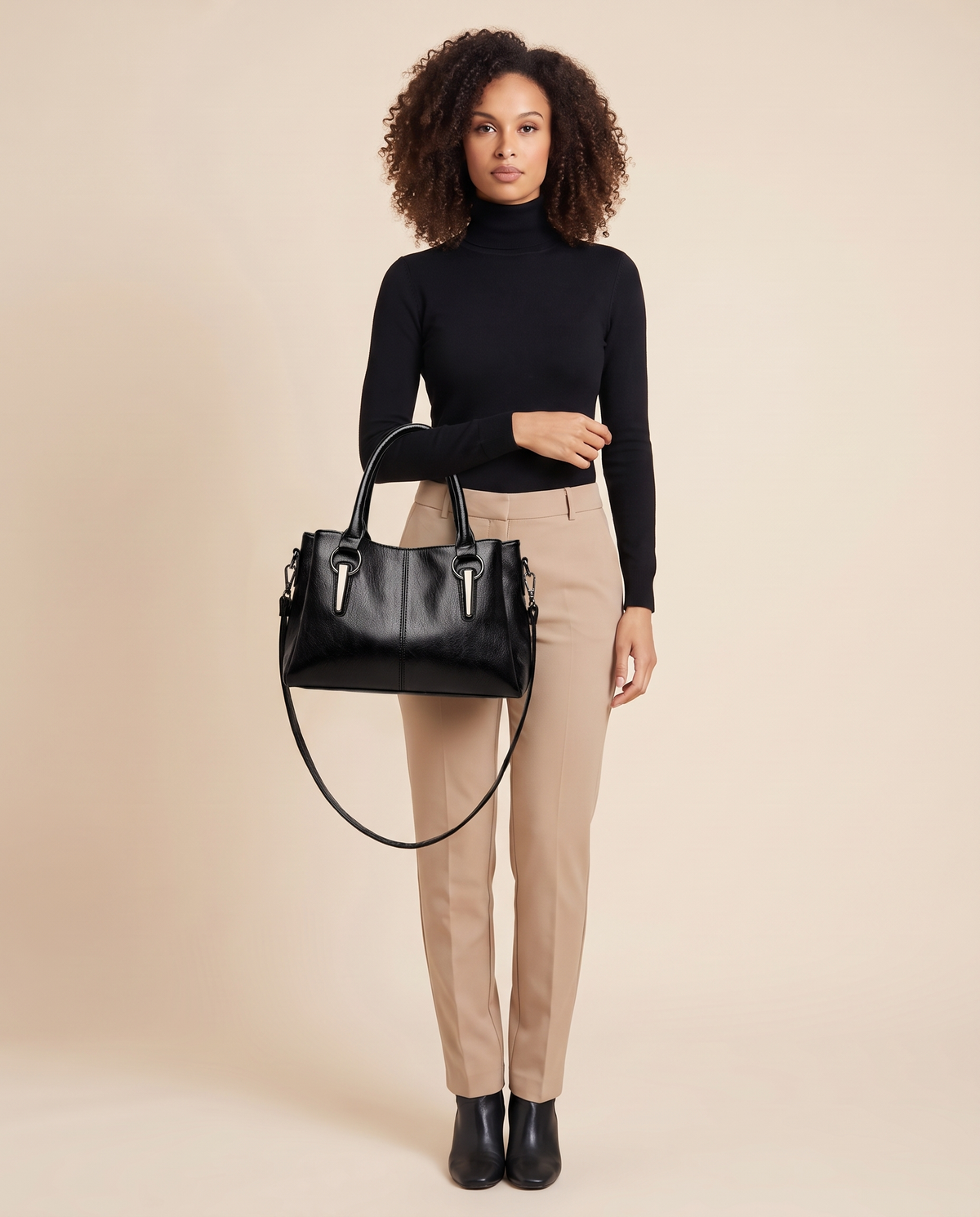 ONORA vegan leather satchel handbag - Black