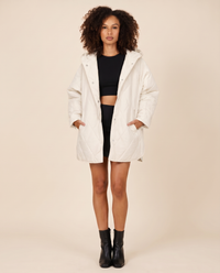 ONORA diamond quilted hooded puffer coat - white