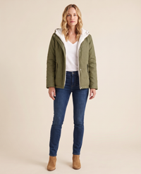 ONORA sherpa lined hooded padded jacket - army green