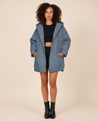 ONORA diamond quilted hooded puffer coat - blue