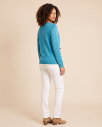ONORA Christmas tree henley sweater - three-quarter back view