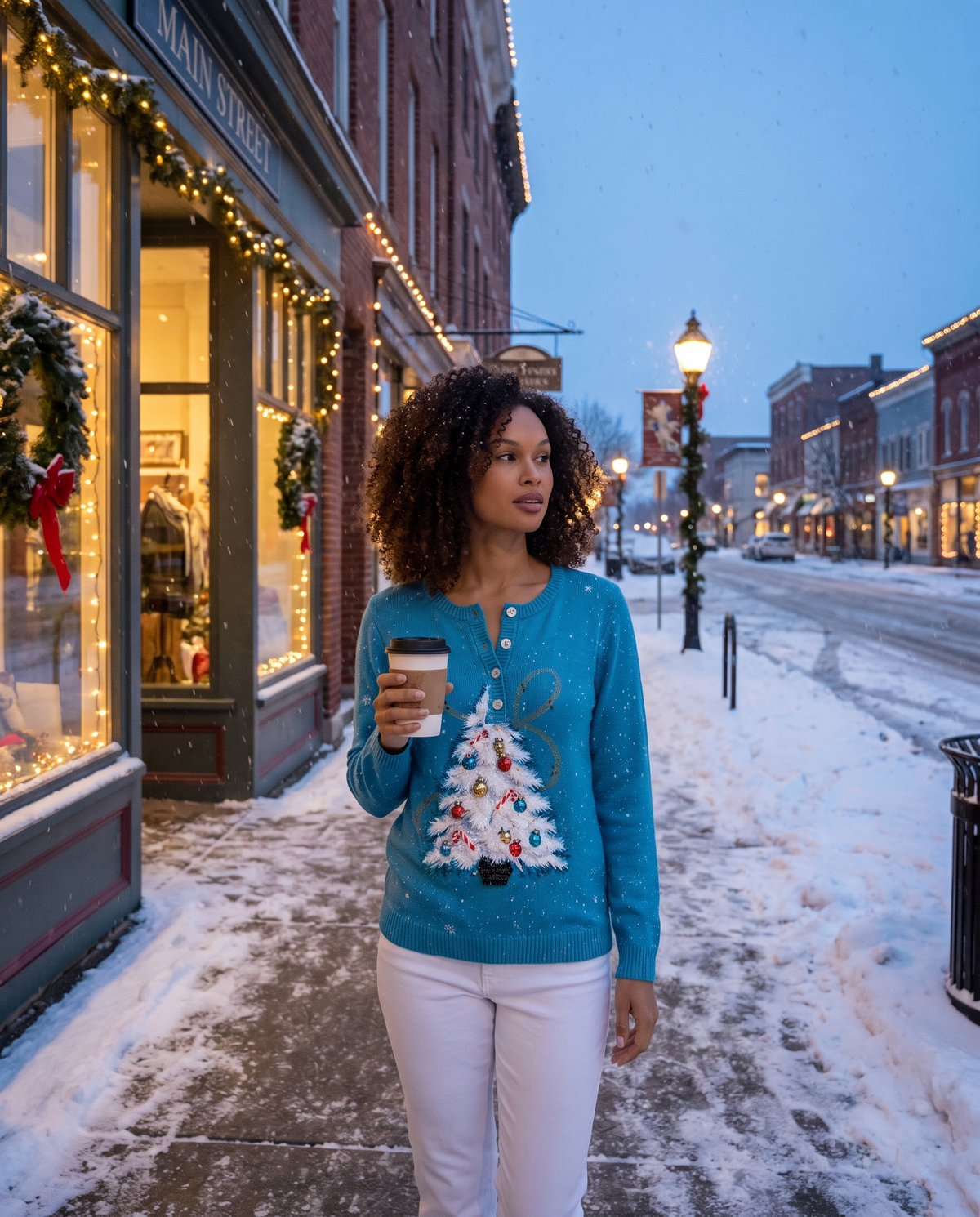 ONORA Christmas tree henley sweater - holiday lifestyle