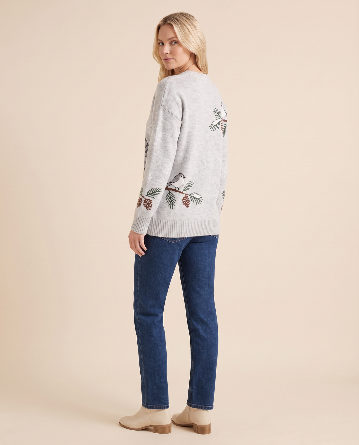 ONORA Christmas cat sweater - three-quarter back view
