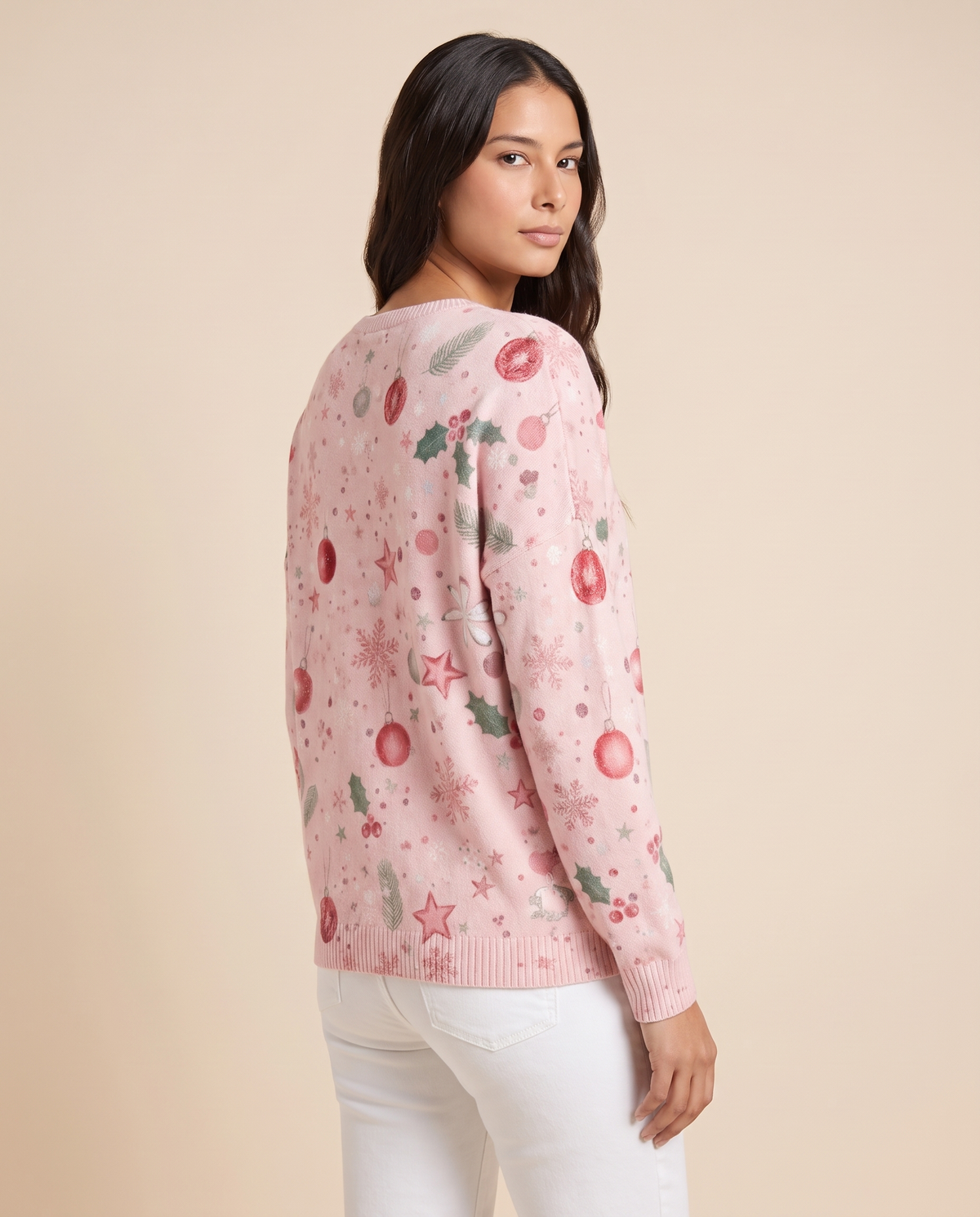 ONORA Christmas ornament sweater - three-quarter back view