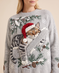 ONORA Christmas cat sweater - detail close-up