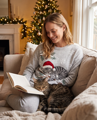 ONORA Christmas cat sweater - holiday lifestyle
