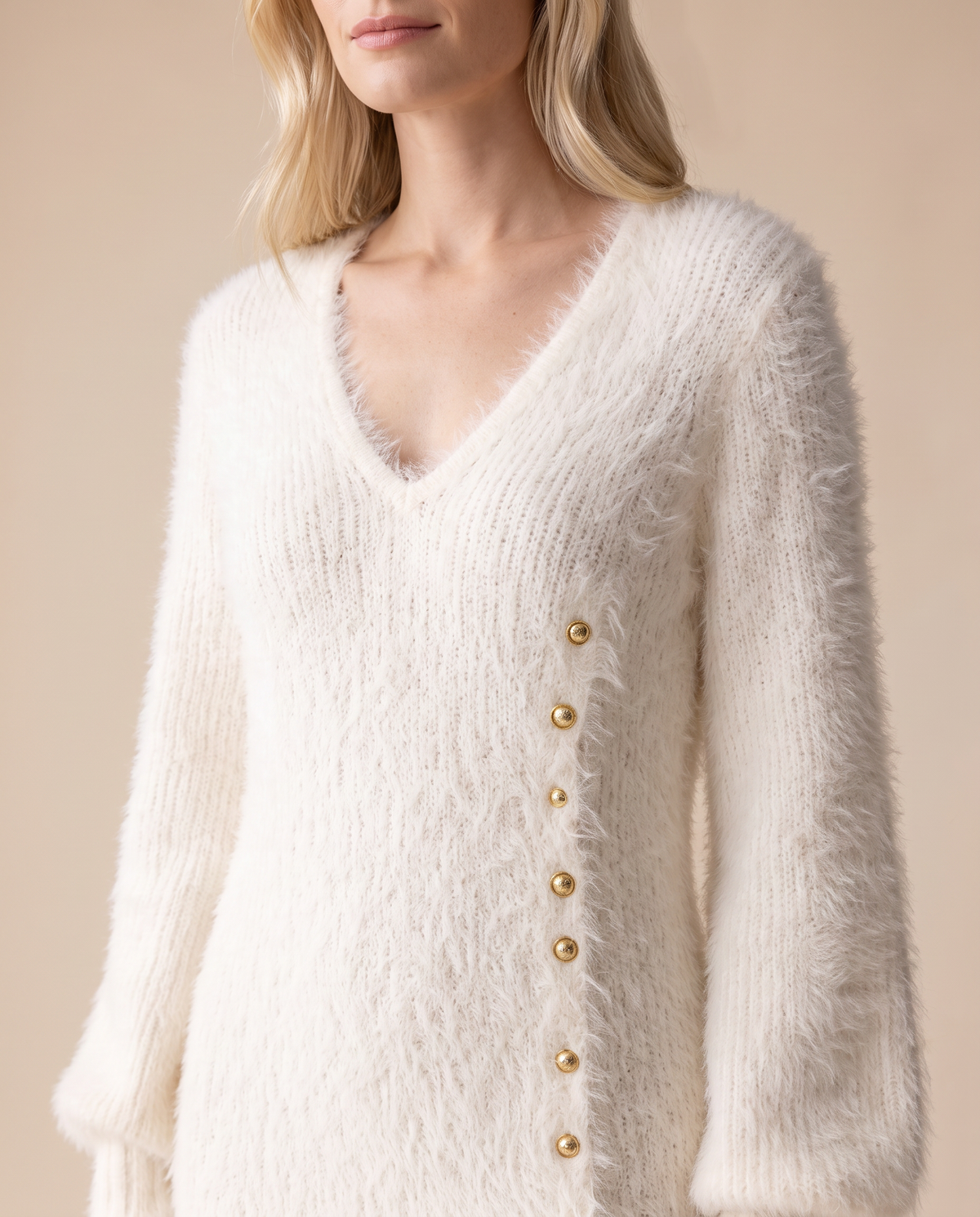 ONORA fluffy maxi lounge dress - detail close-up