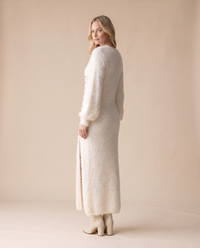 ONORA fluffy maxi lounge dress - back view, white
