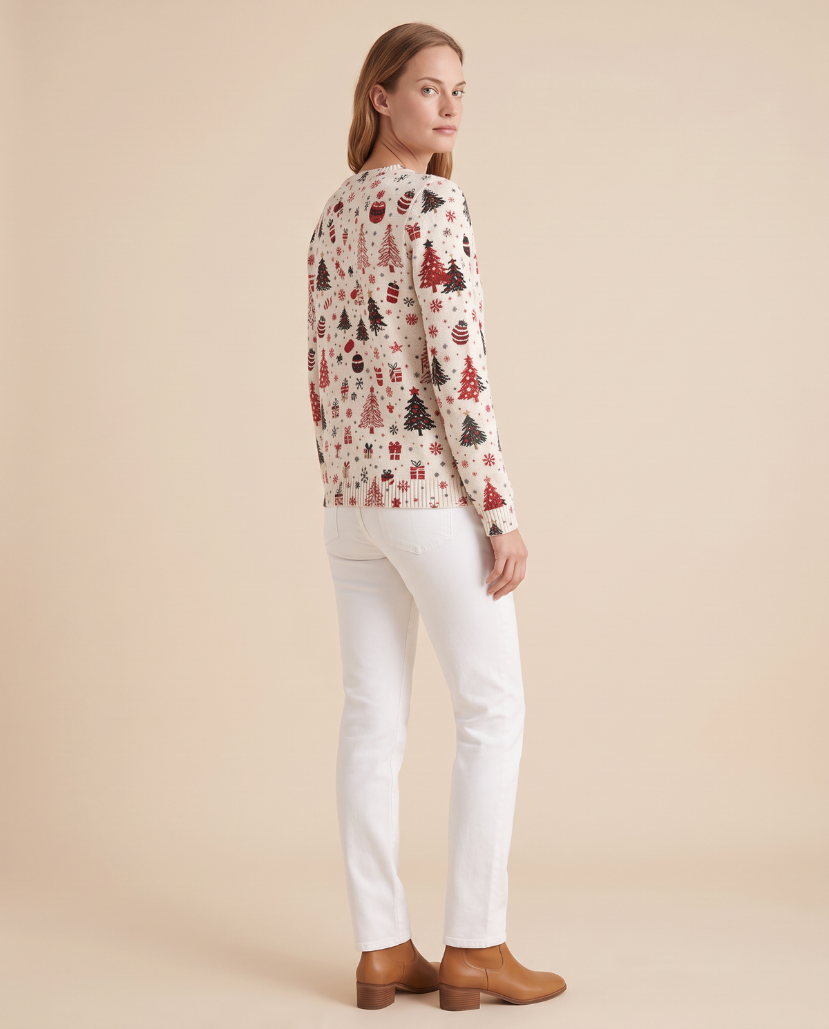 ONORA Christmas henley sweater - three-quarter back view