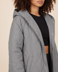 ONORA diamond quilted hooded puffer coat - detail close-up