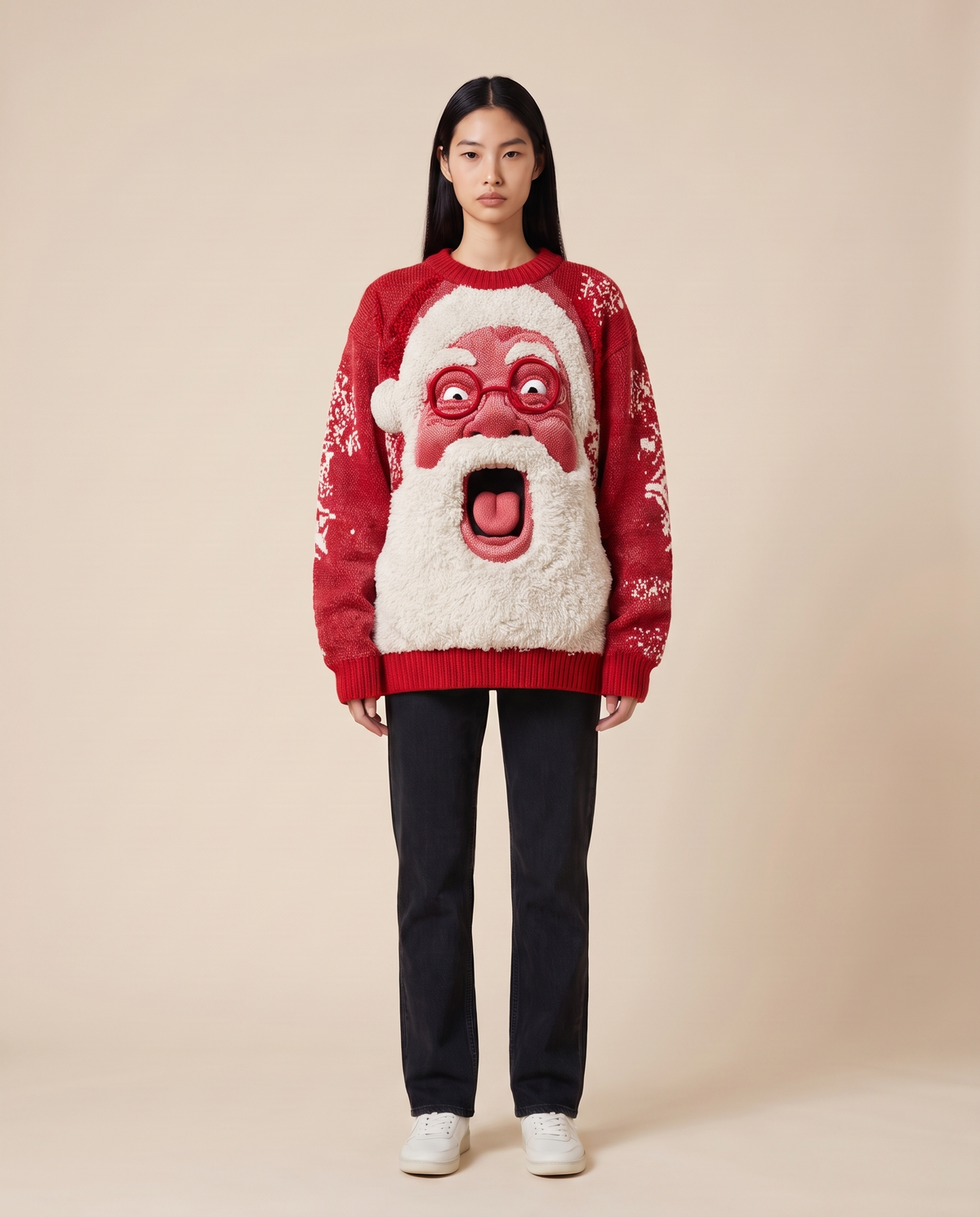 ONORA Santa Claus Christmas sweater - Shouting Santa Red
