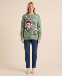 ONORA Christmas cat sweater - Green