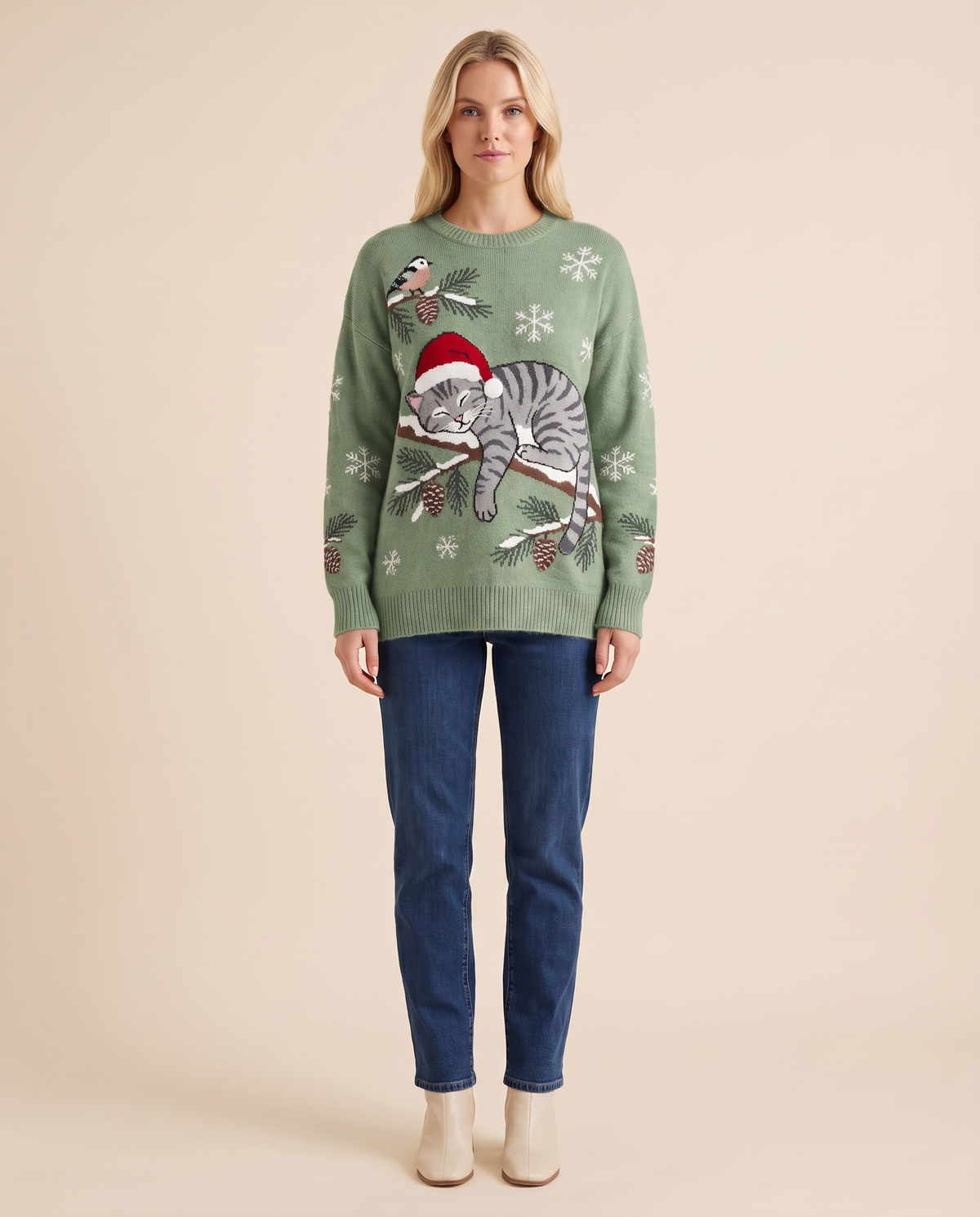 ONORA Christmas cat sweater - Green