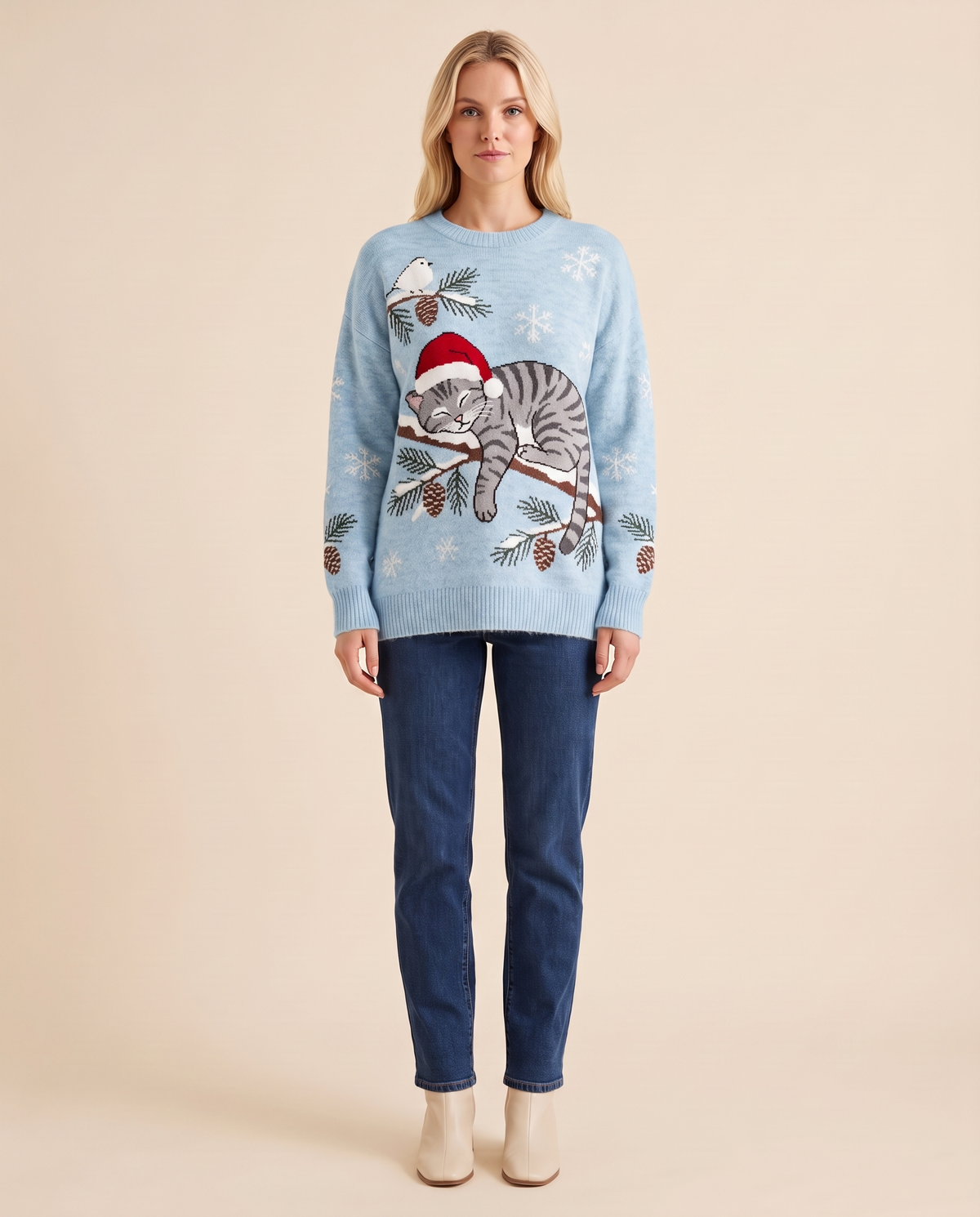 ONORA Christmas cat sweater - Blue