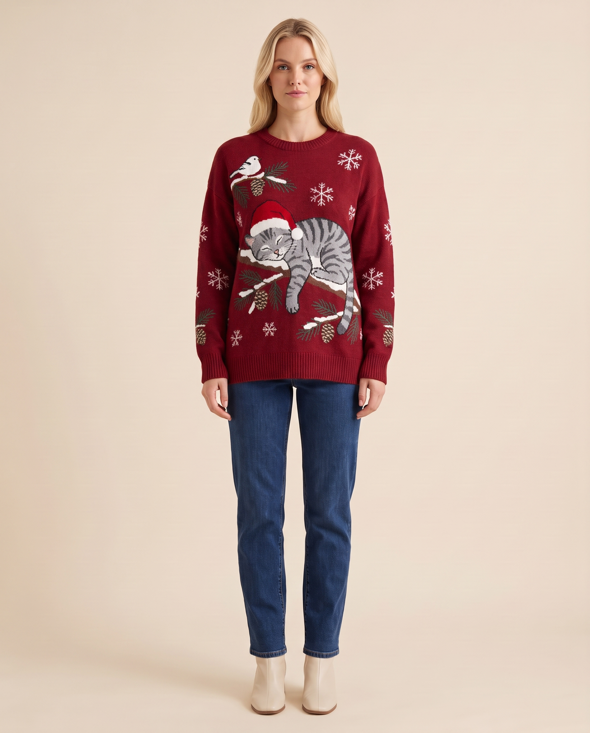 ONORA Christmas cat sweater - Red