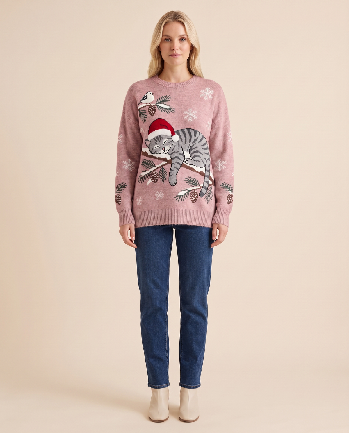 ONORA Christmas cat sweater - Pink