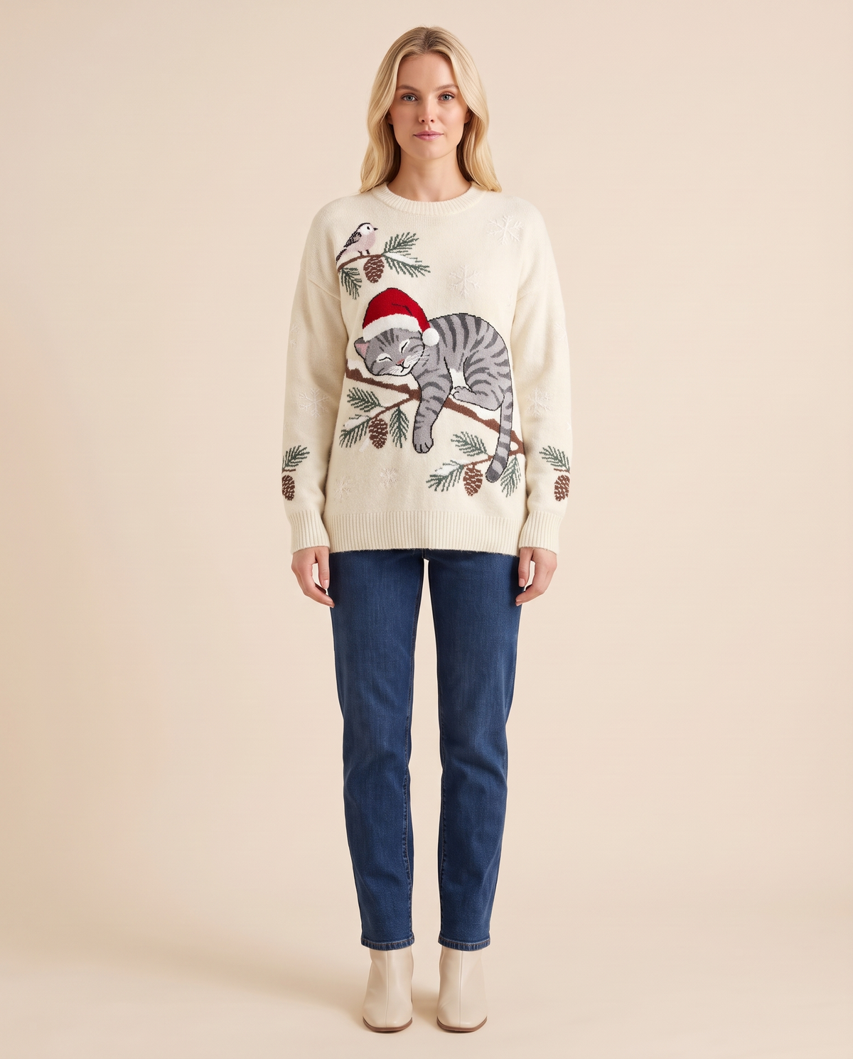 ONORA Christmas cat sweater - White
