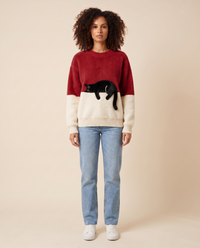 ONORA black cat sweater - Red