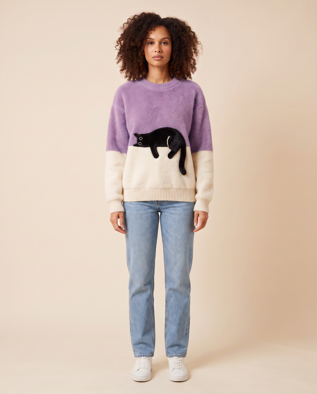 ONORA black cat sweater - Purple