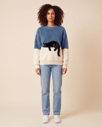 ONORA black cat sweater - Blue