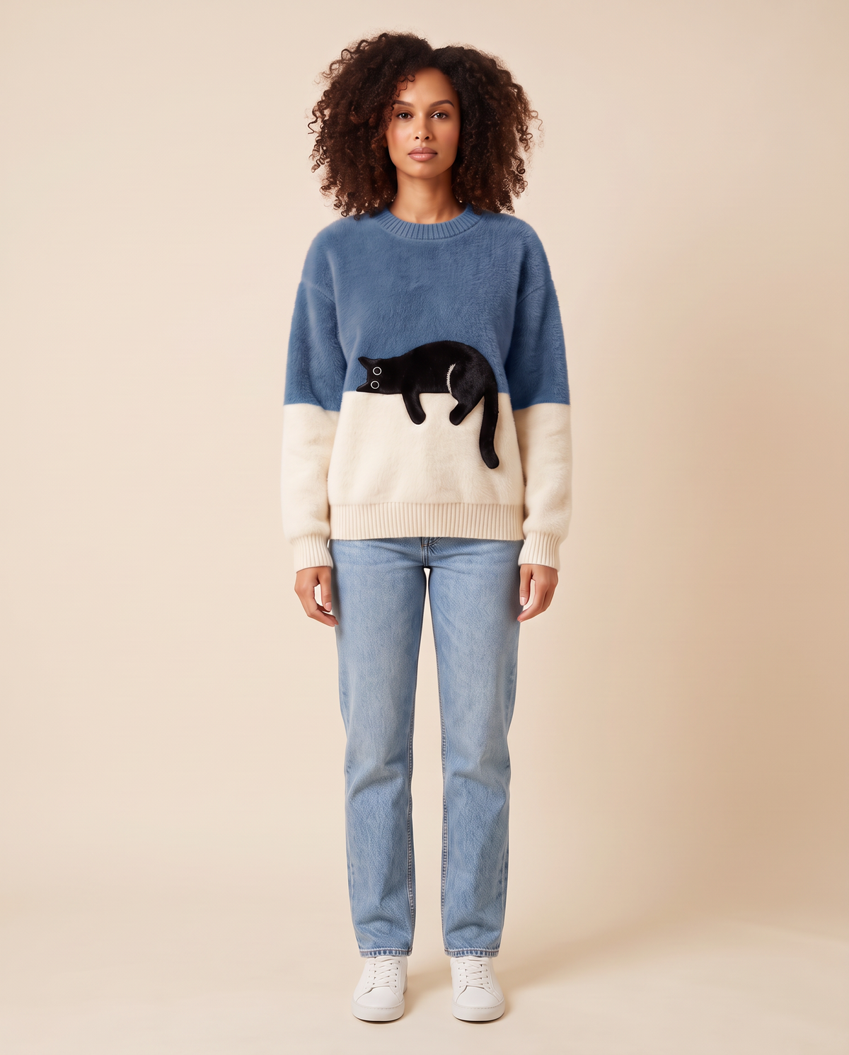 ONORA black cat sweater - Blue