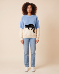ONORA black cat sweater - Light Blue