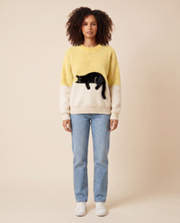 ONORA black cat sweater - Yellow