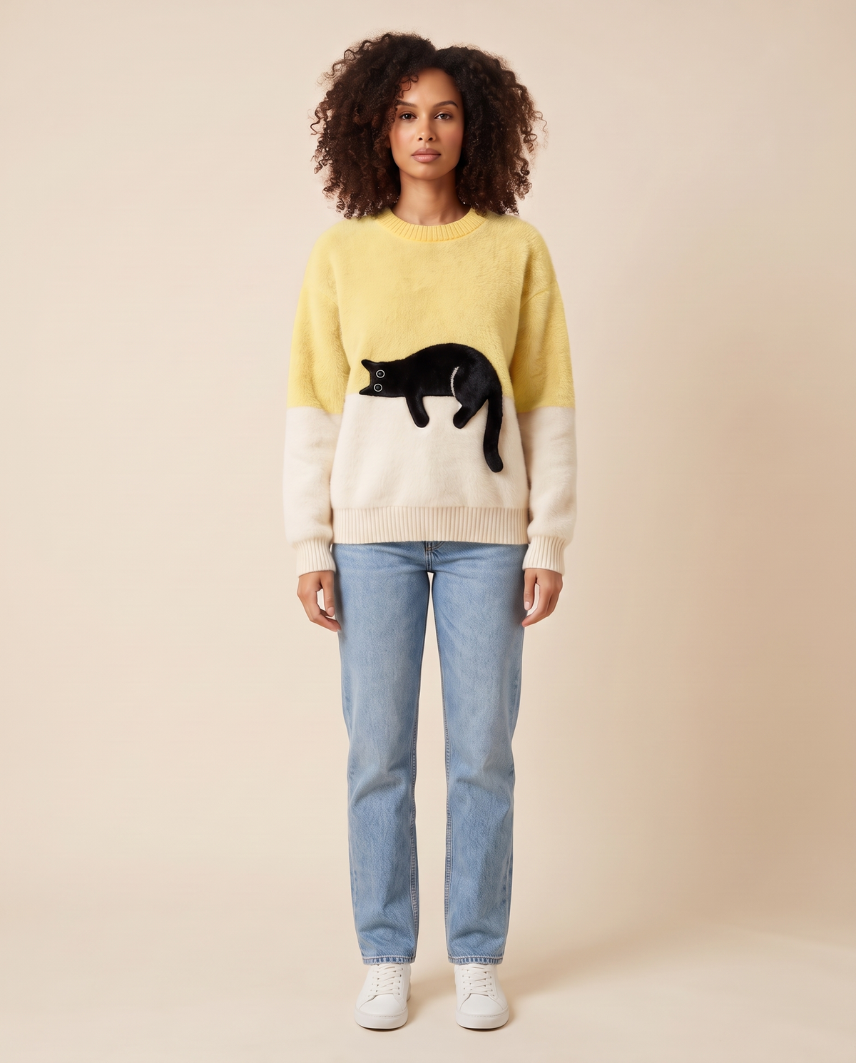 ONORA black cat sweater - Yellow