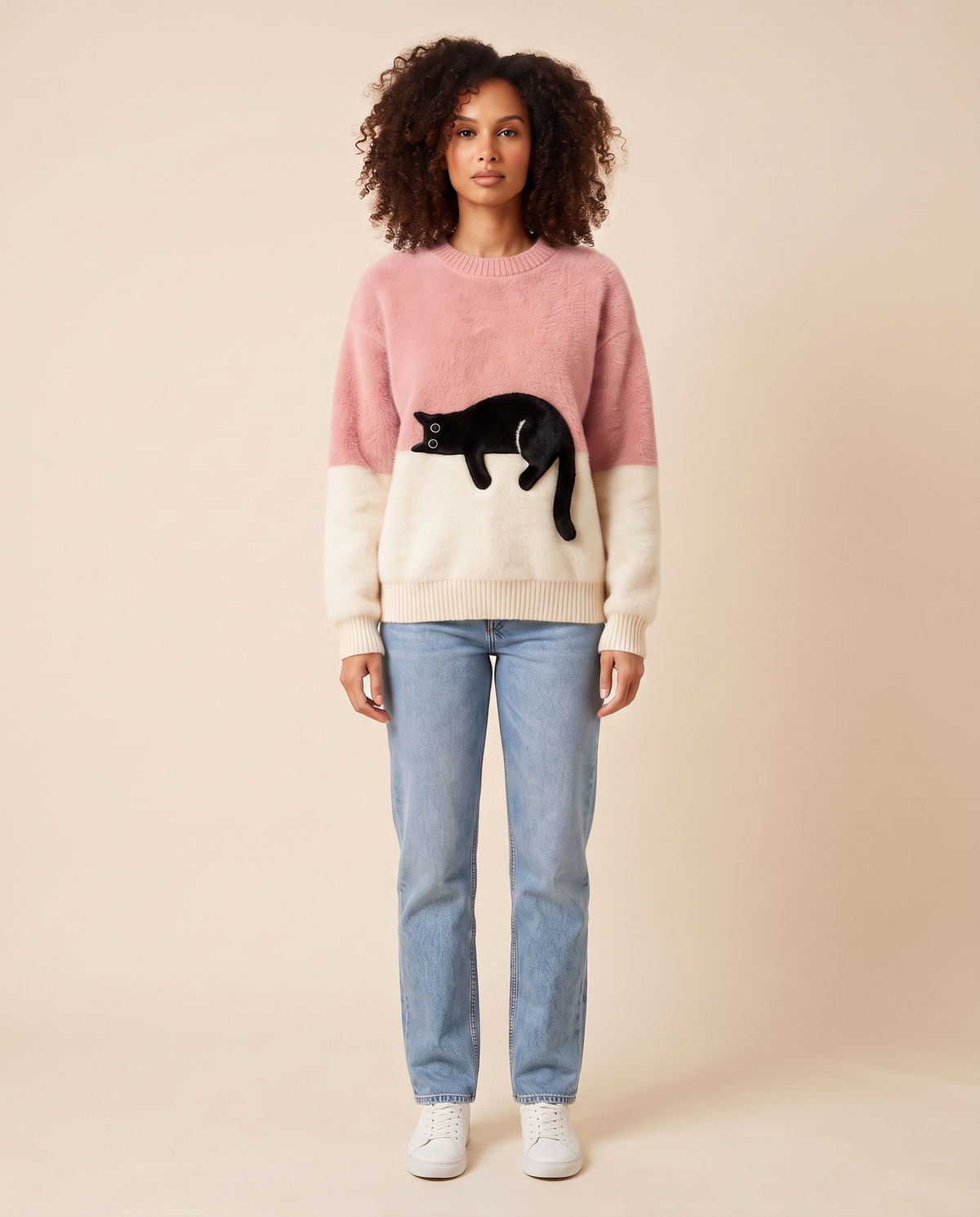 ONORA black cat sweater - Pink