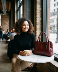 ONORA vegan leather satchel handbag - Chicago Fulton Market cafe