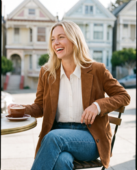 ONORA vintage faux suede blazer - San Francisco cafe