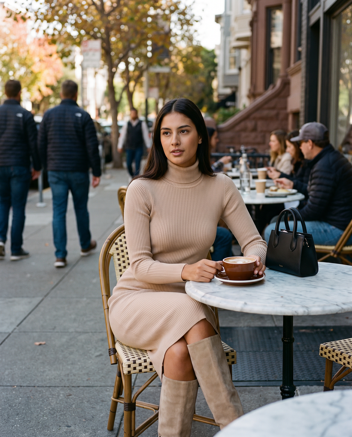 ONORA sweater and midi skirt set - San Francisco café