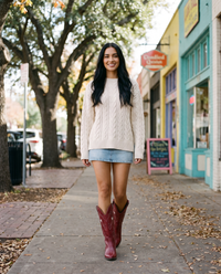 ONORA red star embroidered cowboy boots for women - Austin sidewalk street style