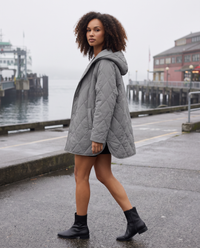 ONORA diamond quilted hooded puffer coat - Seattle waterfront