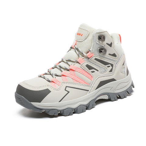 Women's Waterproof Mid-Top Hiking Boots with Arch Support in White