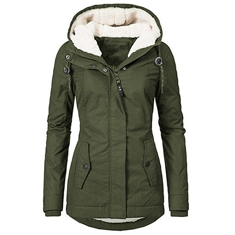 Women's Plush-Lined Hooded Parka with Drawstring Hem, view 5