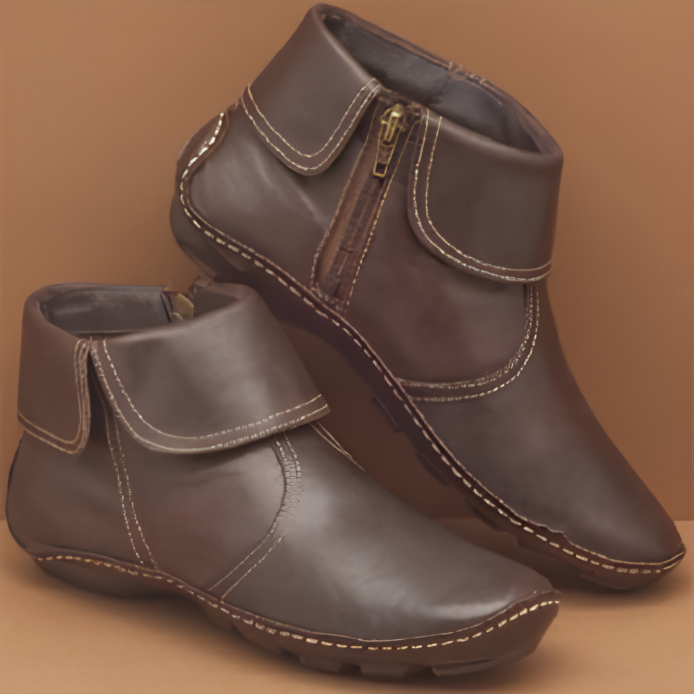 Women's Faux Leather Side-Zip Ankle Boots with Cushioned Footbed, view 2