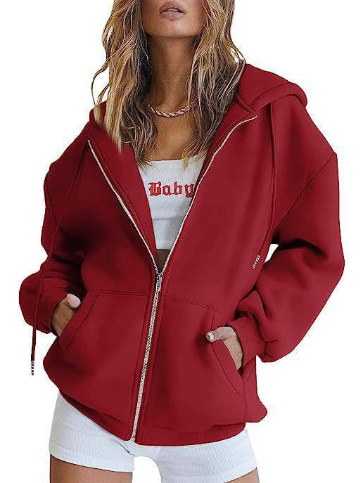 Women's Oversized Zip Up Hoodie, Fleece Sweatshirt Jacket with Pockets