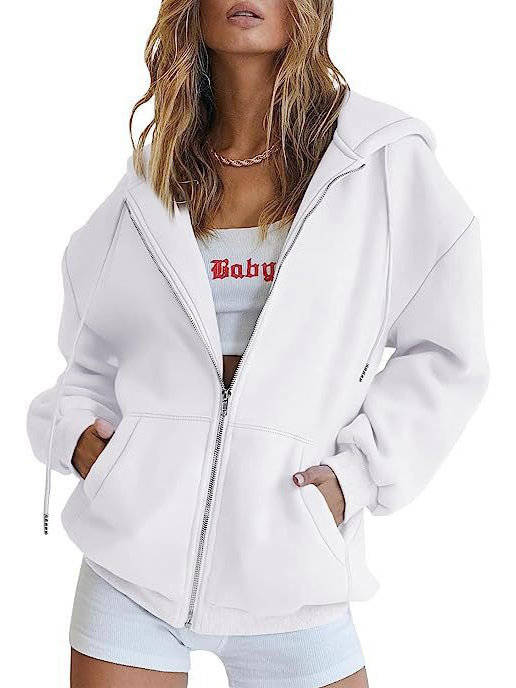 Women's Oversized Zip Up Hoodie, Fleece Sweatshirt Jacket with Pockets
