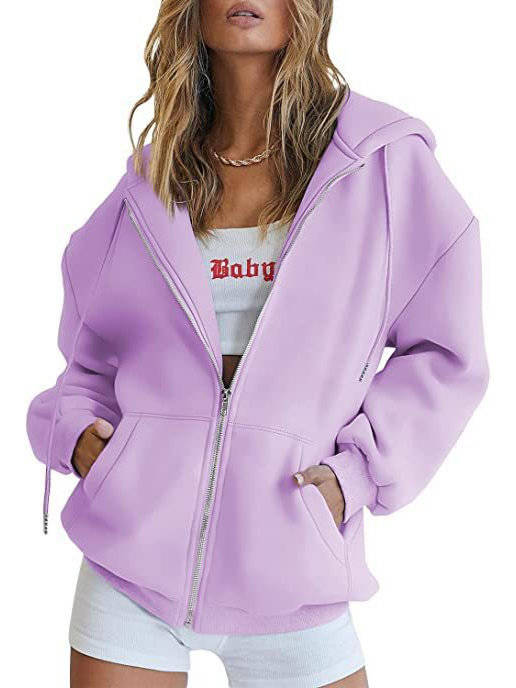 Women's Oversized Zip Up Hoodie, Fleece Sweatshirt Jacket with Pockets