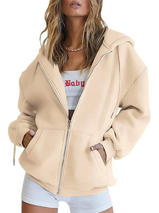 Women's Oversized Zip Up Hoodie, Fleece Sweatshirt Jacket with Pockets
